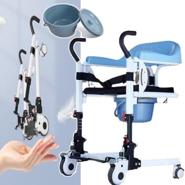 Imagem de CHONGHAN Cadeira manual do elevador de transferência do elevador, auxílio rachado do elevador da cabeceira da cadeira de rodas do assento de 180 ° para idosos paralisados ​​de enfermagem, ajuste de 8 níveis