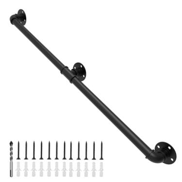 Imagem de YEOOE Corrimãos de 1,5 m para escadas internas, trilhos de escada de 0,3 m internos com acabamento em preto fosco, kit de trilho de pé de barra para escadas, varanda, sotão (1,5 m)