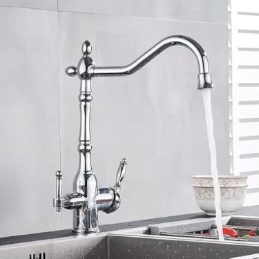 Imagem de Torneira de filtro de água de cozinha Torneiras de cozinha Torneira de filtro Misturador Rotação de 360 graus Torneira de purificação de água, cromada