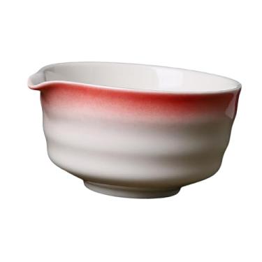 Imagem de IEUDNS Tigela de chá de cerâmica Matcha, acessórios artesanais Chawan Matcha, tigela de mistura Matcha, xícara de chá japonesa para iniciantes, família, Vermelho