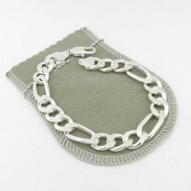 Imagem de Pulseira Masculina 20cm 1cm Largura Folheada Prata PL152 - WNBIJOUTERI