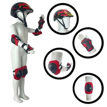 Imagem de Kit Conjunto Proteção Segurança Infantil Zippy Toys Capacete Joelheira