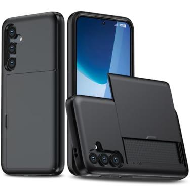 Imagem de Ueokeird Capa para Galaxy A55 5G, capa carteira para Samsung A55 SM-A556U, capa protetora de camada dupla à prova de choque com compartimento para cartão fina para Samsung Galaxy A55 preta