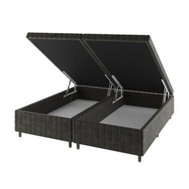 Imagem de Base de Cama Box King Vision com Baú Capuccino - Vian, Marrom, Moderno