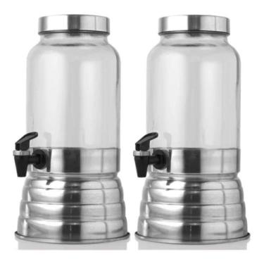 Imagem de 2 Suqueiras  3 Litros Polida Base Aluminio E Pote Vidro - GGABC
