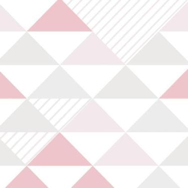 Imagem de Papel De Parede Triangulo Geométrico Rosa Cinza Lilás Listra - LRP