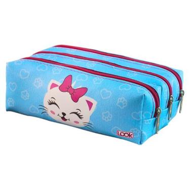 Imagem de Estojo Escolar Infantil Feminino Triplo 3 Divisórias Estampado - Look 