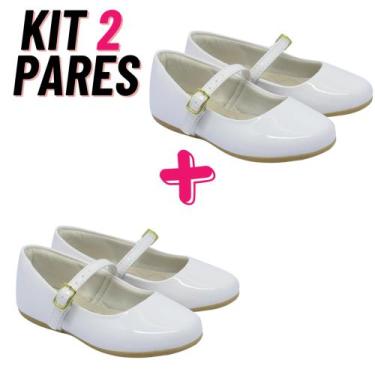 Imagem de Kit 2 Pares Sapatilha Infantil Menina Boneca Daminha Juvenil Feminina 