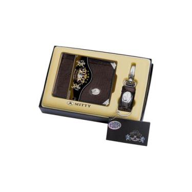 Imagem de Kit Carteira Masculina Com Chaveiro Mitty Em Couro - M1Ch