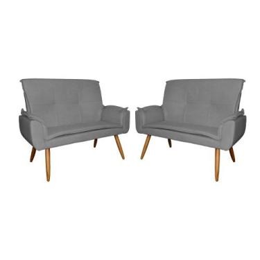 Imagem de Kit 02 Poltronas Namoradeiras Emília Suede Cores - DS Estofados, Cinza