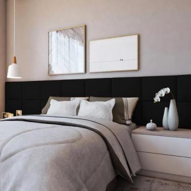 Imagem de Módulo Cabeceira Preta 30x40cm Modulada Estofada para Cama Box Queen K