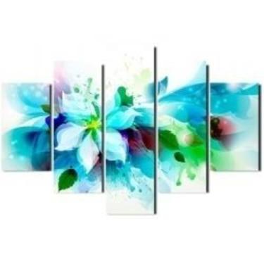Imagem de Painel De Quadro Mosaico 5 Partes Para Sala Flores Aquarela - Paradeco