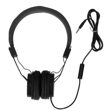 Imagem de Fones de ouvido com fio Fone de ouvido com fio de 3,5 mm com microfone estéreo dobrável faixa de cabeça ajustável controle inline para chamadas musicais jogos compatíveis com PC (Black)