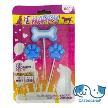 Imagem de Vela Aniversário Ipet Happy Azul Dog/Gato - KIT 2UN.