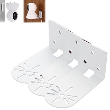 Imagem de Sumnacon Prateleira para câmera de parede com 3 peças - Prateleira de parede pequena de metal com adesivo, prateleira flutuante pequena universal para câmeras de segurança, alto-falantes, branca