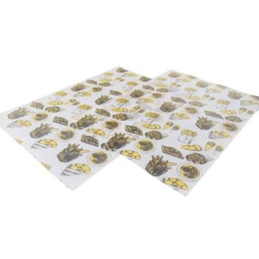 Imagem de Papel anti gordura delivery forrar caixa batata frita kit 3u - Mamedes