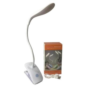Imagem de Luminária De Mesa Flexível Touch Led Com Clipe Prendedor USB Leitura/ 