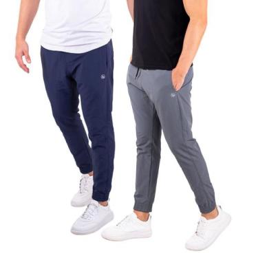Imagem de Kit 2 Calça Jogger Masculina Poliamida Premium   - KS, Azul, Cinza, G