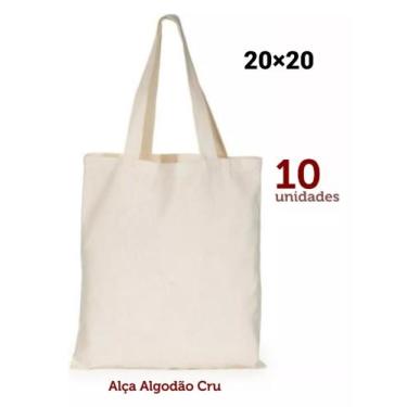 Imagem de Kit com 10 Ecobag lisa sem estampa de algodão cru - RAYS MODAS, 20×15