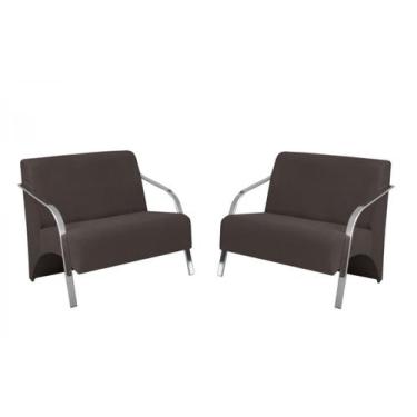 Imagem de Kit 2 Poltronas Namoradeira 2 Lugares Vênus Braço Alumínio D Salla Sue