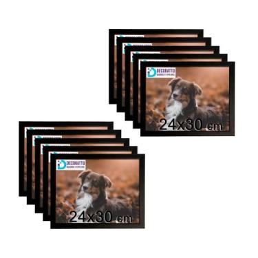 Imagem de Kit 10 Porta Retratos C/vidro 24x30 Moldura Preta para fotos e decoraç