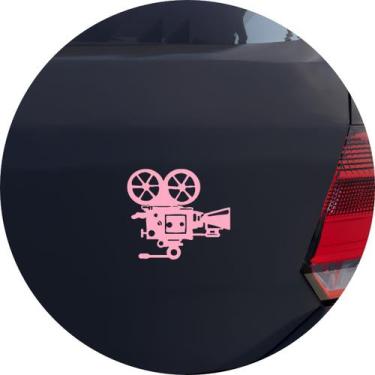 Imagem de Adesivo de Carro Câmera de Cinema Cineasta - Cor Rosa Claro - Melhor A