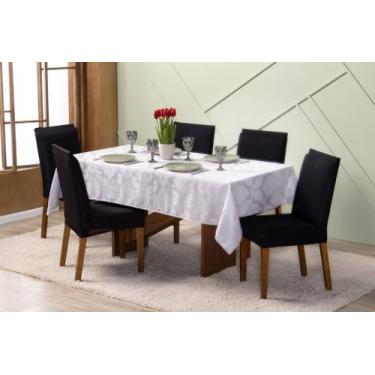 Imagem de Toalha de Mesa 6 Cadeiras 2,20 x 1,35 Jacquard Luxo Cozinha Sala de Ja
