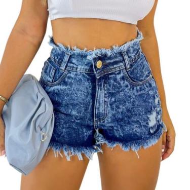 Imagem de Short Jeans Marmorizado Desfiado - Atacado da Moda, Jeans, 34