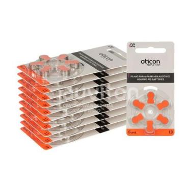 Imagem de 60 Baterias Pilha Aparelho Auditivo A13 Pr48 Oticon Full