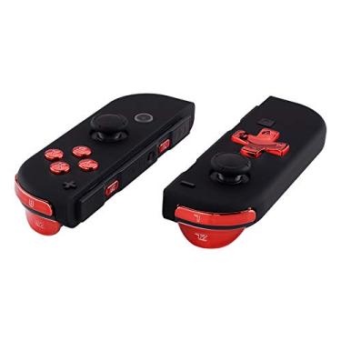 Imagem de Botões de acionamento ABXY Keys SR SL L R ZR ZL com molas, conjunto completo de reposição para Nintendo Switch Joycon (D-pad serve apenas para eXtremeRate Joycon D-pad Shell), Chrome Red, NS Full Set Buttons & Dpad