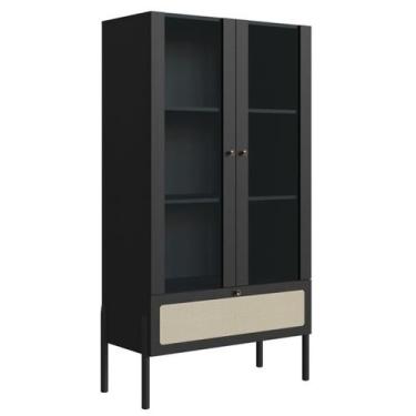 Imagem de Cristaleira 2 PT Vidro 1 GVT Pes Madeira 27963 Nero Artesano - Artesan