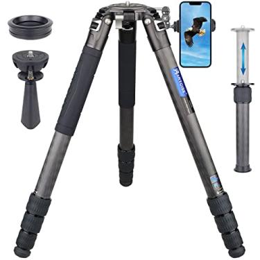 Imagem de Tripé de fibra de carbono de 10 camadas de 40 mm com coluna central externa, ultraestável profissional, resistente, grampeador para celular, clipe para celular + kit de braço mágico de alumínio para câmeras DSLR, carga máxima de 40 kg