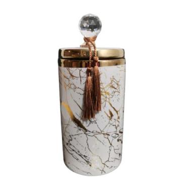 Imagem de Potiche Caixa Maior  Formosa Branco detalhes Dourado - LUXdecor Casa e