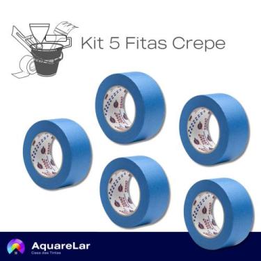 Imagem de Kit com 5 Fitas Crepe Grossa 50mm X 50m - Eurocel, AZUL