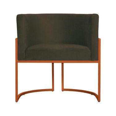 Imagem de Poltrona Decorativa Luana Base em Metal Bronze Suede - Estopar, Corino