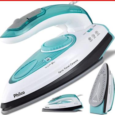 Imagem de Ferro Passar Viagem Travel Retrátil Vapor Portátil Philco CERAMIC bivolt Compacto 1200w