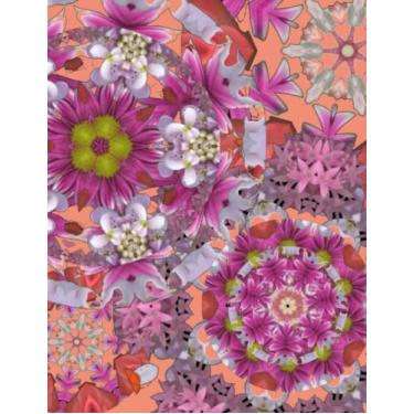 Imagem de ﴾8.5 x 11﴿ ﴾200 Journal-Lined﴿ ֎Floral Flower Botanical Mandala Kaleidoscope - Juicy Melon֍Diary Journal Notebook Memories AirBnB Guest Book ⁂⁂⁂