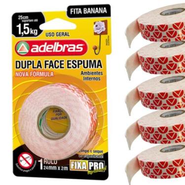 Imagem de Kit 6 Fita Dupla Face Espuma Fixa Pro Adelbras  24mm x 2metros Adelbra