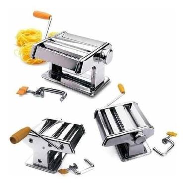 Imagem de  Maquina Manual Faz Massa Macarrão Lasanha Talharim Em Inox - Bc Bora 