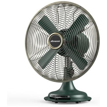 Imagem de Ventillador de Mesa Vintage em Metal com Inclinação da Cabeça Ajustável e 3 Velocidades, 110V, AMACOOL, Verde