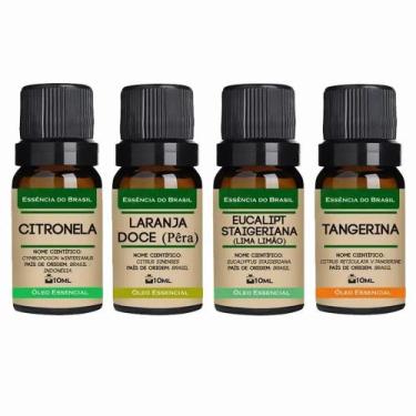 Imagem de Kit 4 Óleos Essen. Laranja, Eucalipto, Citronela, Tangerina - Essência