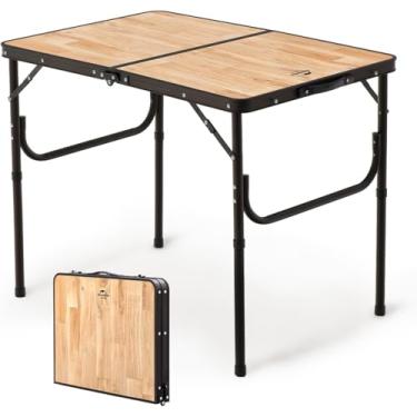 Imagem de Naturehike Mesa dobrável para acampamento de praia, mesas laterais grandes portáteis de acampamento com pernas ajustáveis, mesa de acampamento dobrável com bolsa de transporte para acampamento ao ar