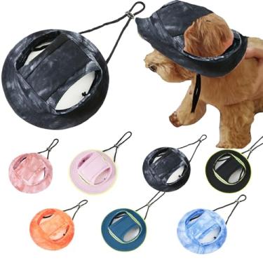 Imagem de Chapéu balde para animais de estimação com orifícios de orelha, cordão ajustável, chapéu para cães, viseira de sol, proteção UV, chapéu de pato para cães pequenos, médios e grandes, boné de beisebol