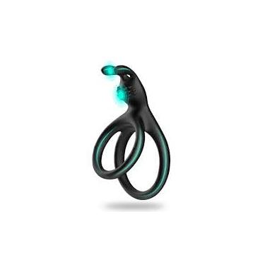 Imagem de Anel Peniano Duplo com Extensor, Silicone Flexível, Preto e Verde.Garantia de uma Experiência Duradoura e Satisfatória!