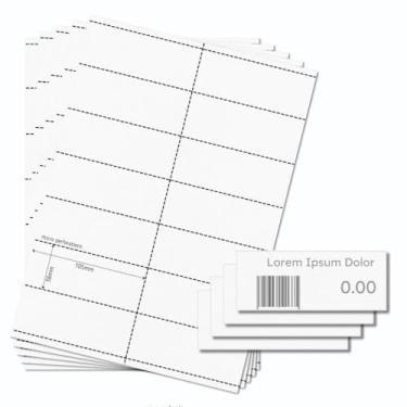 Imagem de OfficeGear Etiquetas de borda de prateleira (pacote com 350) Cartão A4 imprimível personalizado de 38 x 105 mm para códigos de barras de varejo, adesivos de preço, informações do produto com modelo