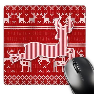 Imagem de 3dRose Padrão de suéter de Natal vermelho e branco, mouse pad de rena listrado doce, 20,32 cm x 20,32 cm (mp_218252_1)