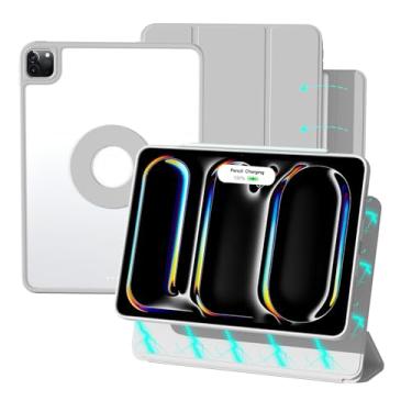 Imagem de ZENLU Capa M4 para iPad Pro de 11 polegadas com capa magnética removível, couro sintético premium, suporte para vários ângulos, suporte para carregamento com compartimento para lápis, capa protetora