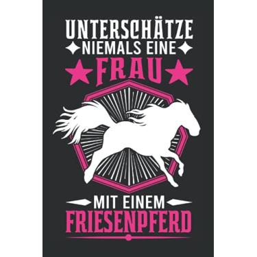 Imagem de Friesenpferd Notizbuch: Friesenpferd Reiterin Friese Pferd Frau / 6x9 Zoll / 120 karierte Seiten Seiten