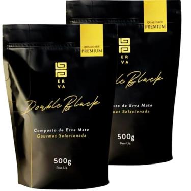Imagem de Kit Com 2 Ervas Black Erva Mate Tereré 500g cada Premium Gourmet + Acompanha Medidor (DOUBLE BLACK)