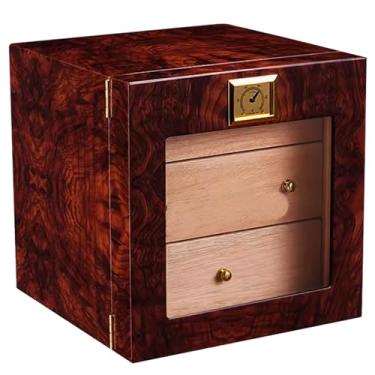 Imagem de Pequeno Caixa de charutos suave de três camadas, madeira de cedro, caixa hidratante para charutos, laca de piano, pode acomodar aproximadamente 50 charutos Feito à mão